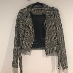 Plaid/Houndstooth Moto Jacket